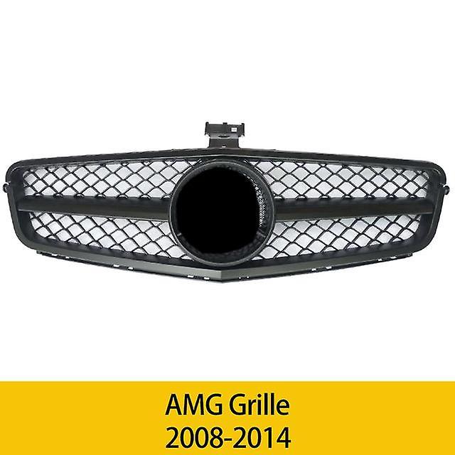 Auto Parts W204   Grill Black Silver Replacement Front Bumper Radiator Diamonds Grille Fit For Mercedes C Class  C200  2007 -2014 AMG matte black