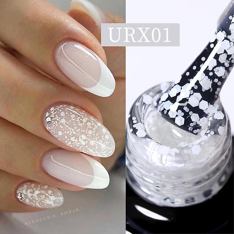 Fsu Ur Sugar 7ml Snowflake Gel Nail Polish Semi Permanent Milky White Glitter Snow Sequins Soak Off Uv Nails Art Varnish Manicure URX01