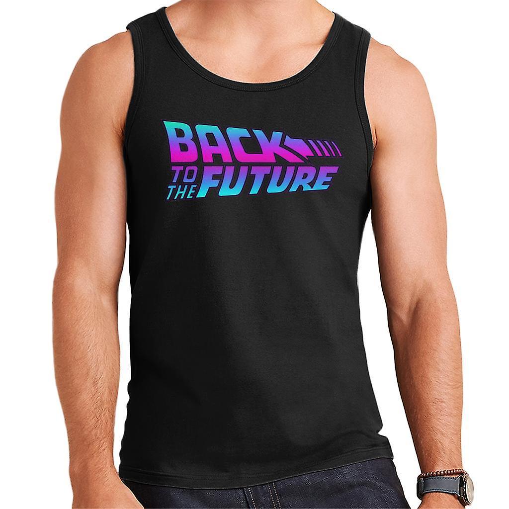 Back to the Future Pink And Blue Gradient Logo Men's Vest Black Medium