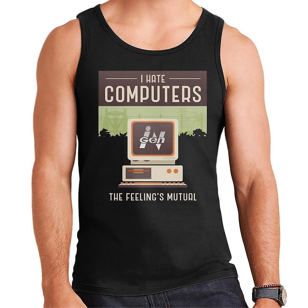 Jurassic Park Ingen I Hate Computers The Feelings Mutual Men's Vest Black XX-Large