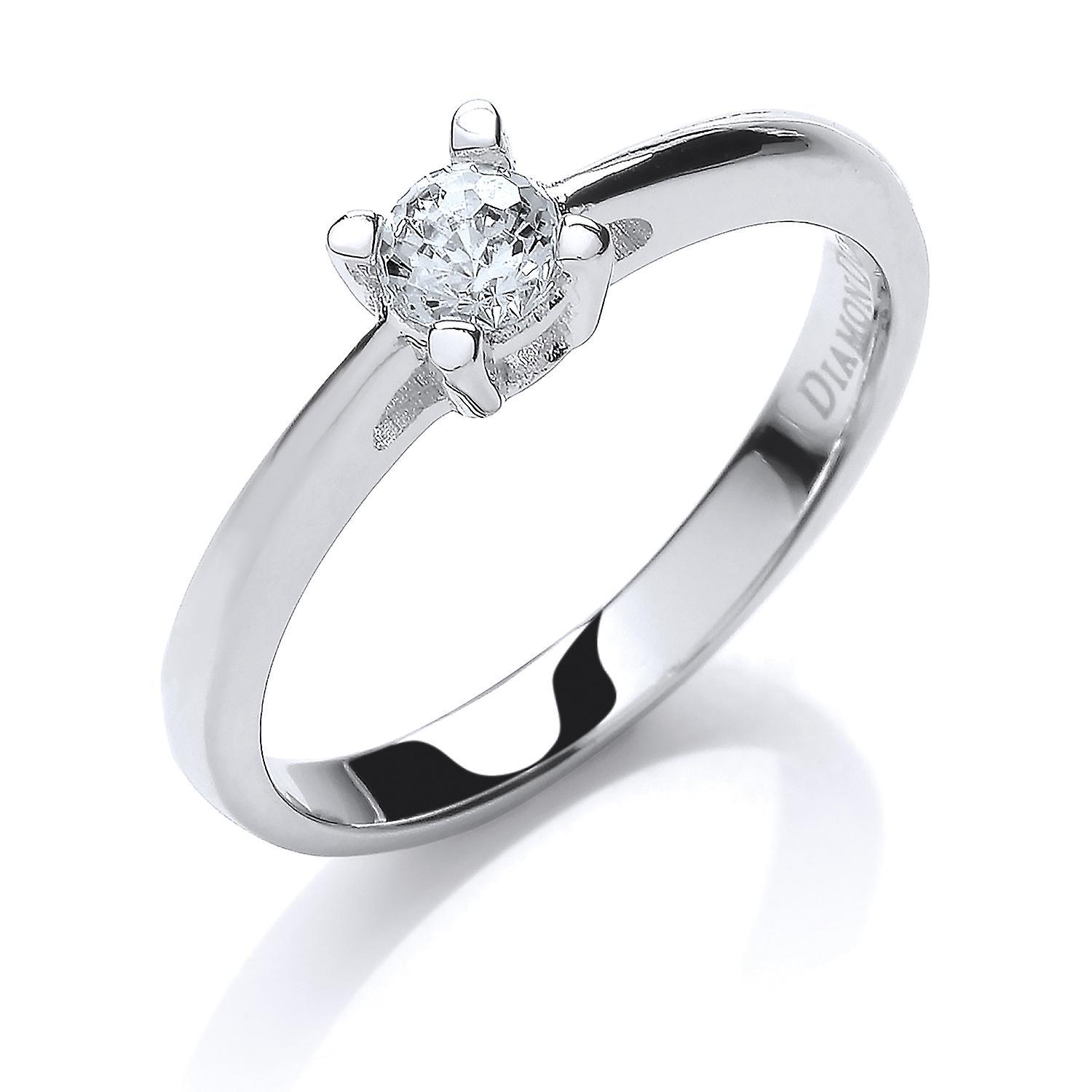 Silver CZ 4 Claw Solitaire Engagement Ring 50pts - SZR002