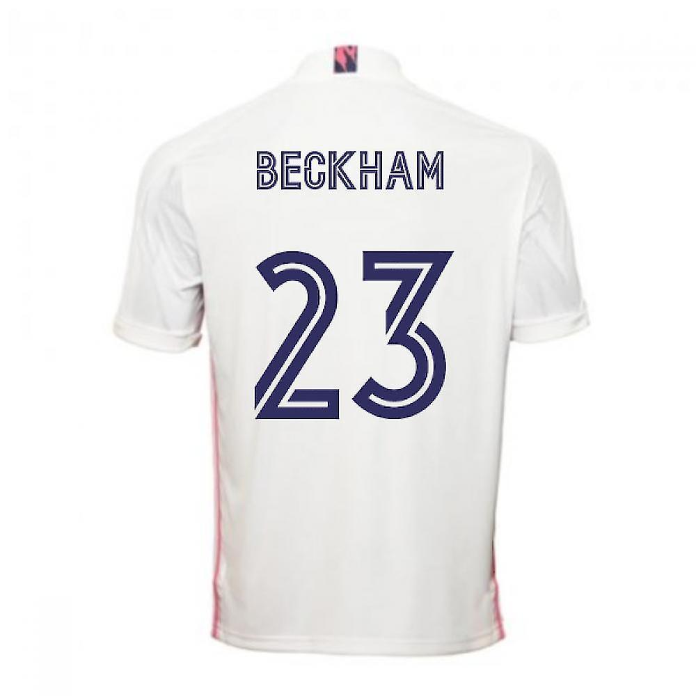 2020-2021 Real Madrid Adidas Home Football Shirt (BECKHAM 23) White Medium 38-40 inch Chest