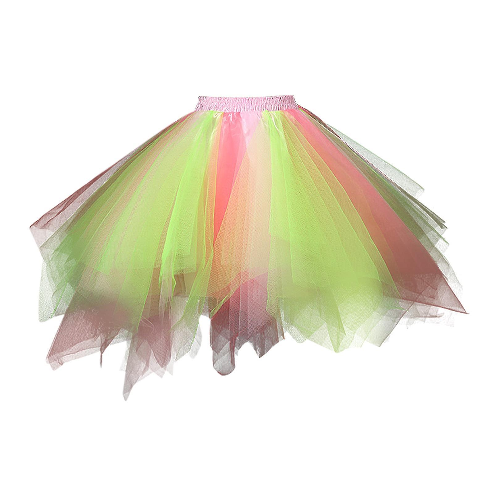 Baodan Mesh Tulle Skirt for Women Princess Elastic Tutu Skirt Adult Carnival Dancing Skirt Green XL