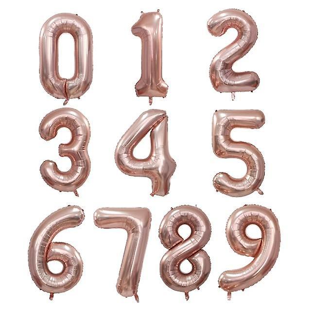 Slowmoose Helium Aluminum Foil, Number Balloons For Wedding, Birthday Party  Decorations Rose Gold 16inch / 6