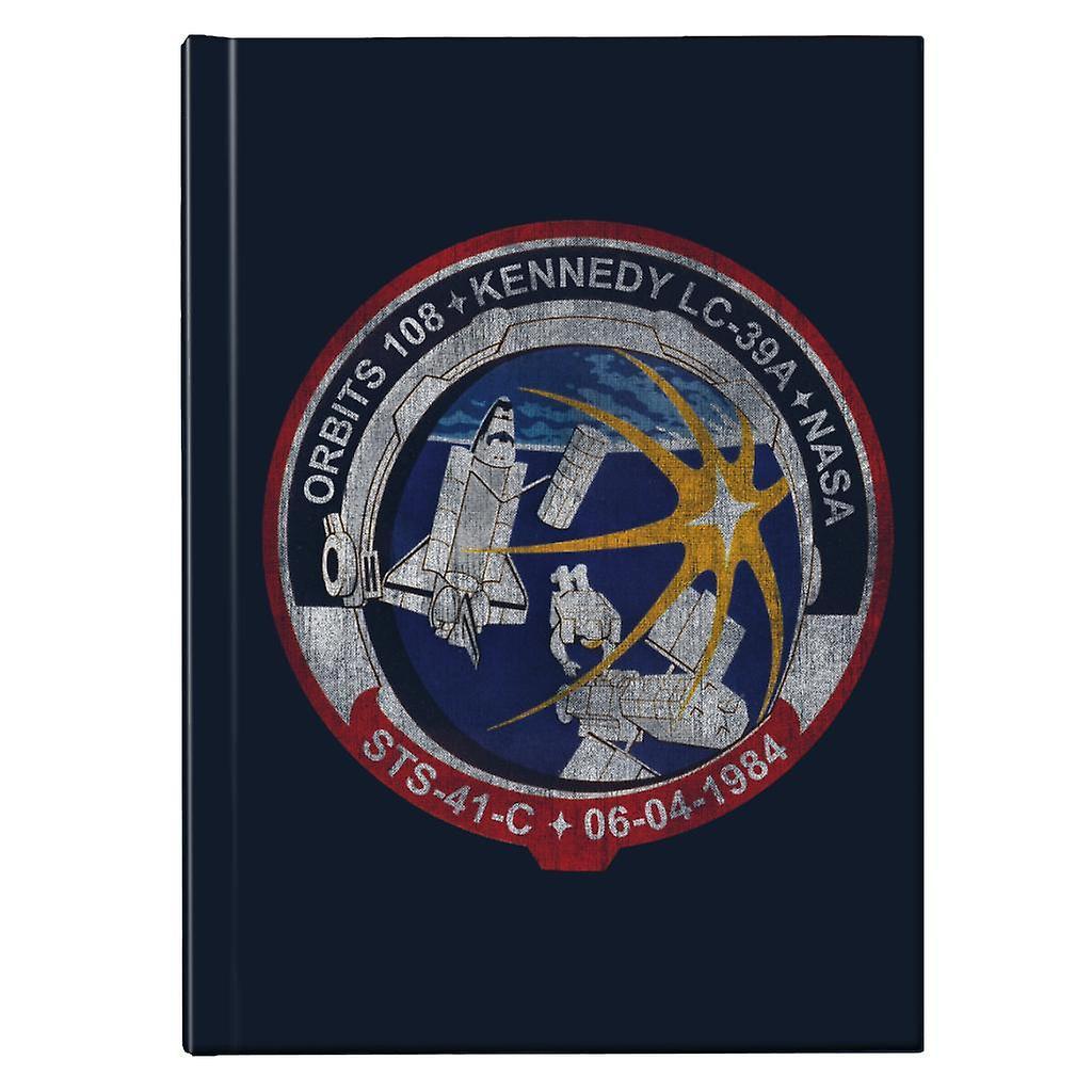 NASA STS 41 C Challenger Mission Badge Distressed Hardback Journal Navy Blue 13 x 18.5 cm