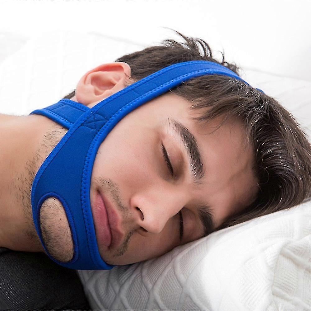 Zhiyi Adjustable Anti Snore Stop Snoring Chin Strap Belt For Sleeping Blue