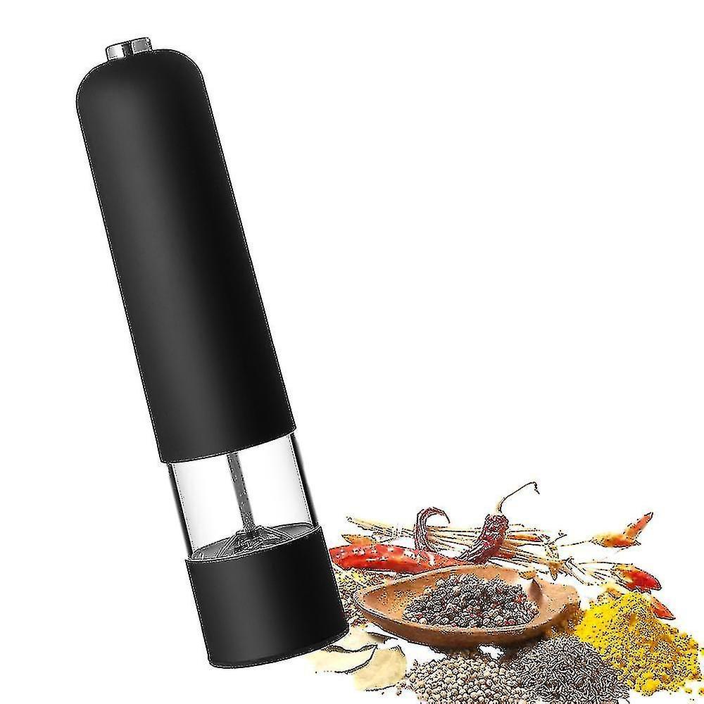 Tianzun Electric Salt And Pepper Grinder - Automatic, Refillable, Battery Operated Stainless Steel Spice Mills With Light Black