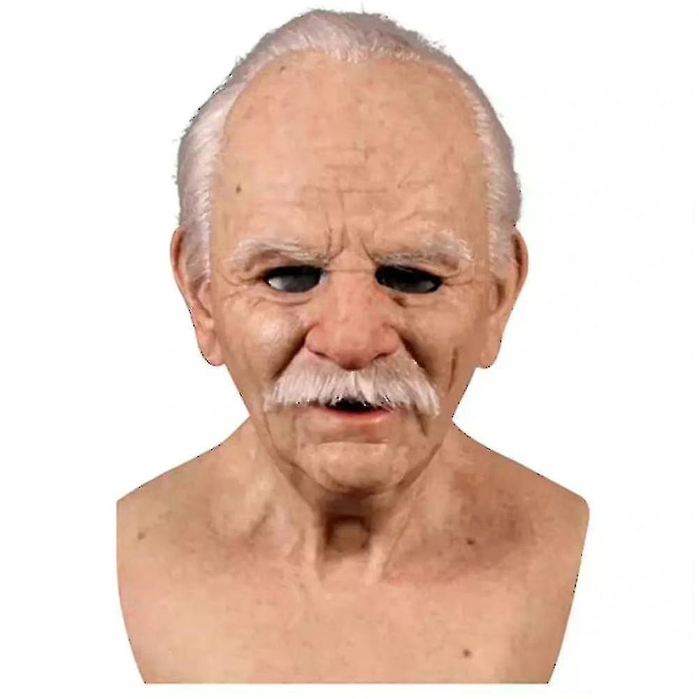 Halloween Latex Full Mask, Old Man Mask Realistic Human Pleated Head Mask, Old Man Face Covering, For Masquerade Silicone Halloween Mask clear