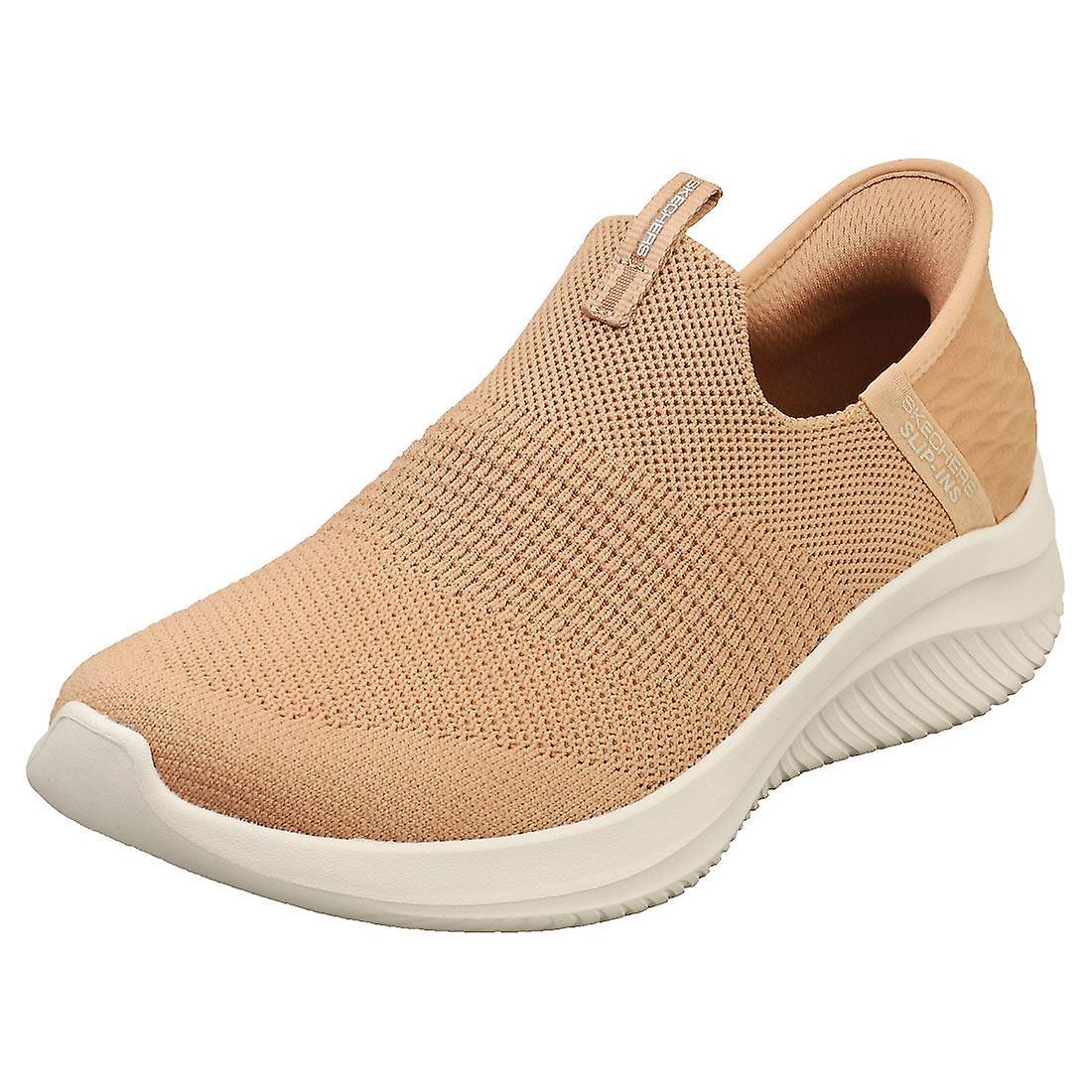 Skechers Slip-ins Ultra Flex 3.0 Vegan Womens Fashion Trainers in Tan 7 UK