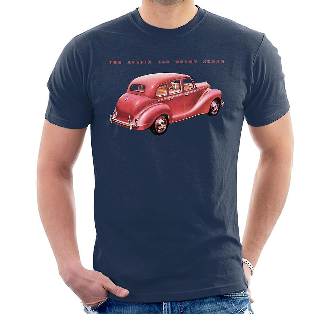 Austin A40 Devon Sedan British Motor Heritage Men's T-Shirt Navy Blue Medium