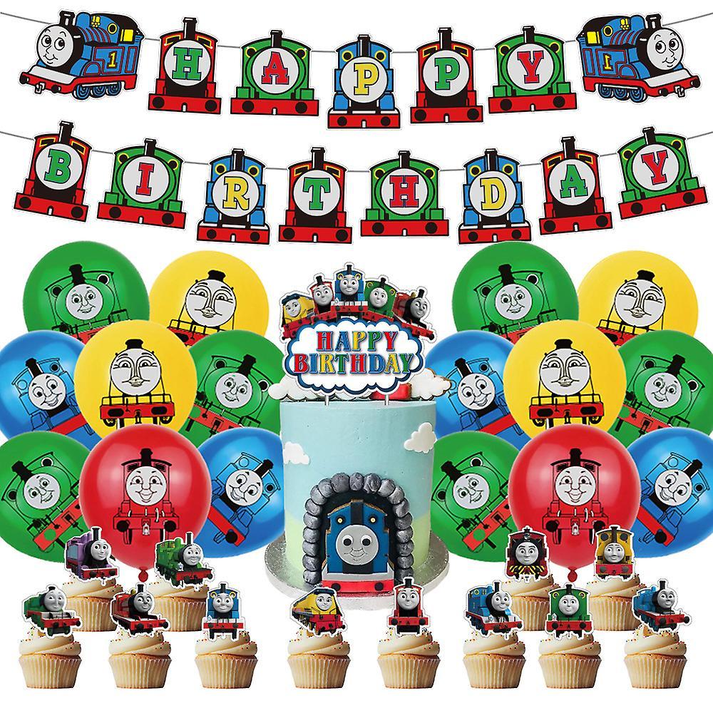 Waytogo Thomas and Friends Theme Birthday Party Decorations Kits Banner Balloons Cake Toppers Supplies Set