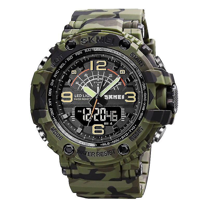 Pccy Skmei 1617 Double Nights Dial Watch, Color: Army Green Camouflage Army Green Camouflage