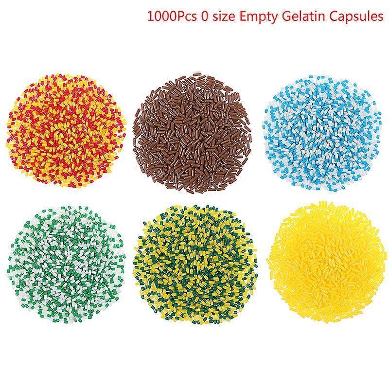 Gechumaoyi 1000Pcs Empty Hard Vacant Gelatin Capsule Size 0# Gel Medicine Pill Vitamin Red Yellow