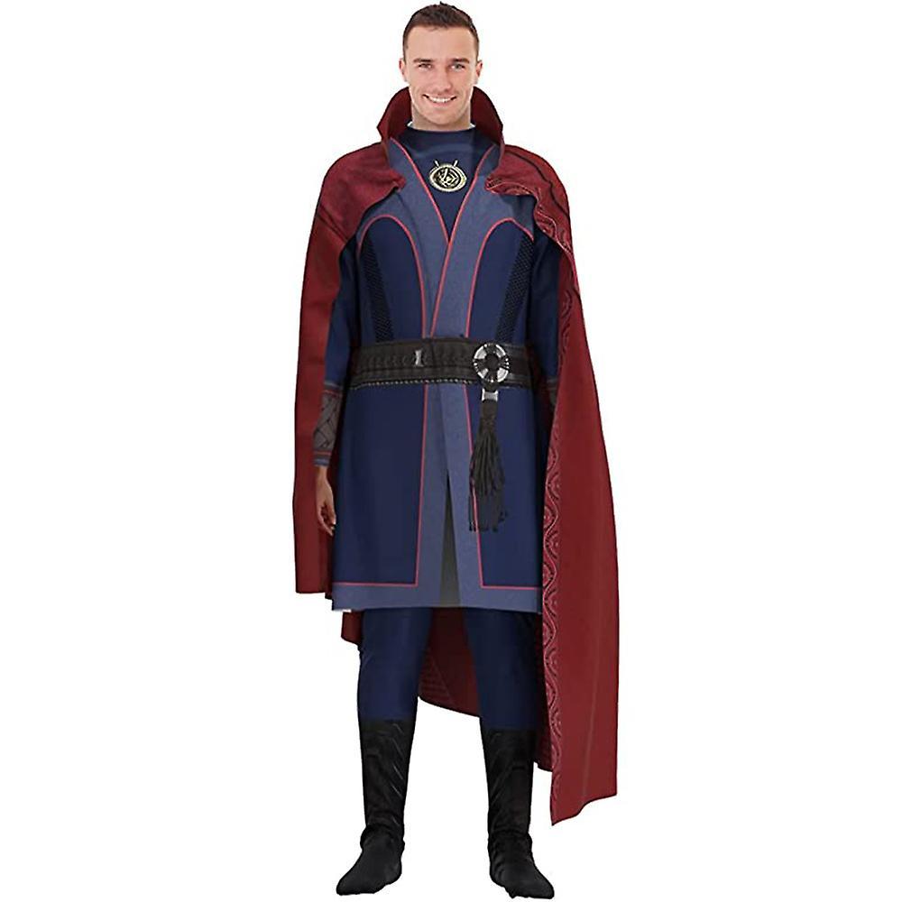 Bestdaily Doctor Strange Deluxe Costume Men's Avengers Marvel Superhero Cosplay Outfits Halloween Party Dress Up Full Set red 190