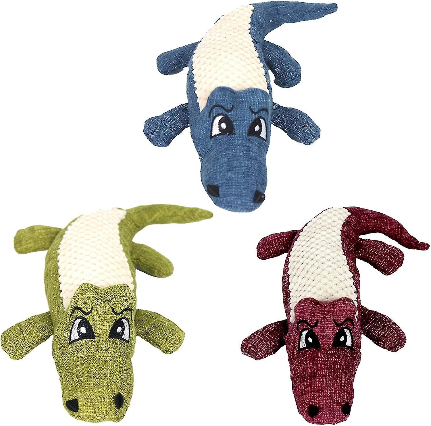 Tianzun 3pcs Crocodile Squeaky Plush Dog Toys For Aggressive Chewers, Durable Interactive Dog Toy, Stuffed Soft Plush Dog Toys