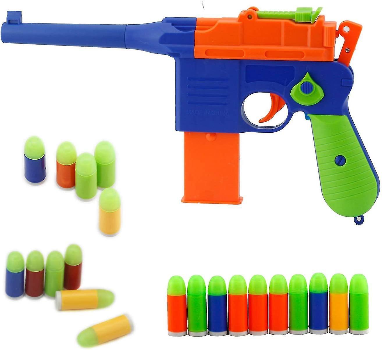 Otwoo 1pc Kandall Toy Gun , Mauser C96 Toy Pistol With 10 Pcs Colorful Soft Bullets, Ejecting Magazine And Pull Back Action - Random Color