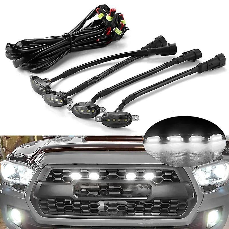 Scitoo Car Front Grille Grill Led Light Smoke Raptor Style White Car Front Grille Led Lights For Ford F150 F250 F350 For Toyota Tacoma 4pcs white l...