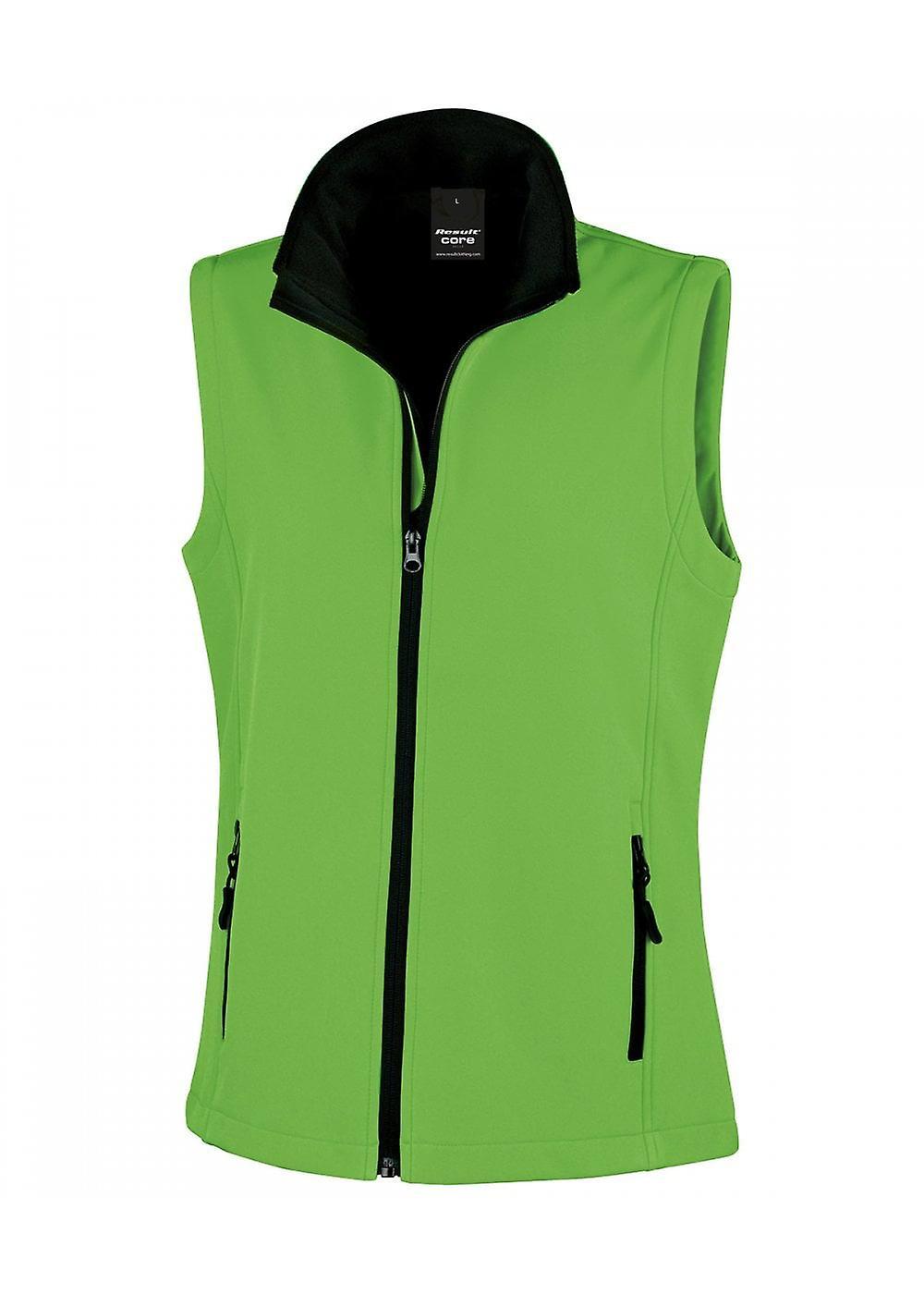 Women's Result Core Women's Printable Softshell Bodywarmer R232F Vivid Green / Black L