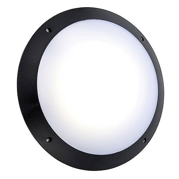 Saxby Lighting Seran Integrated LED Outdoor Microwave Wall Light Matt Black Textured, Opal IP65