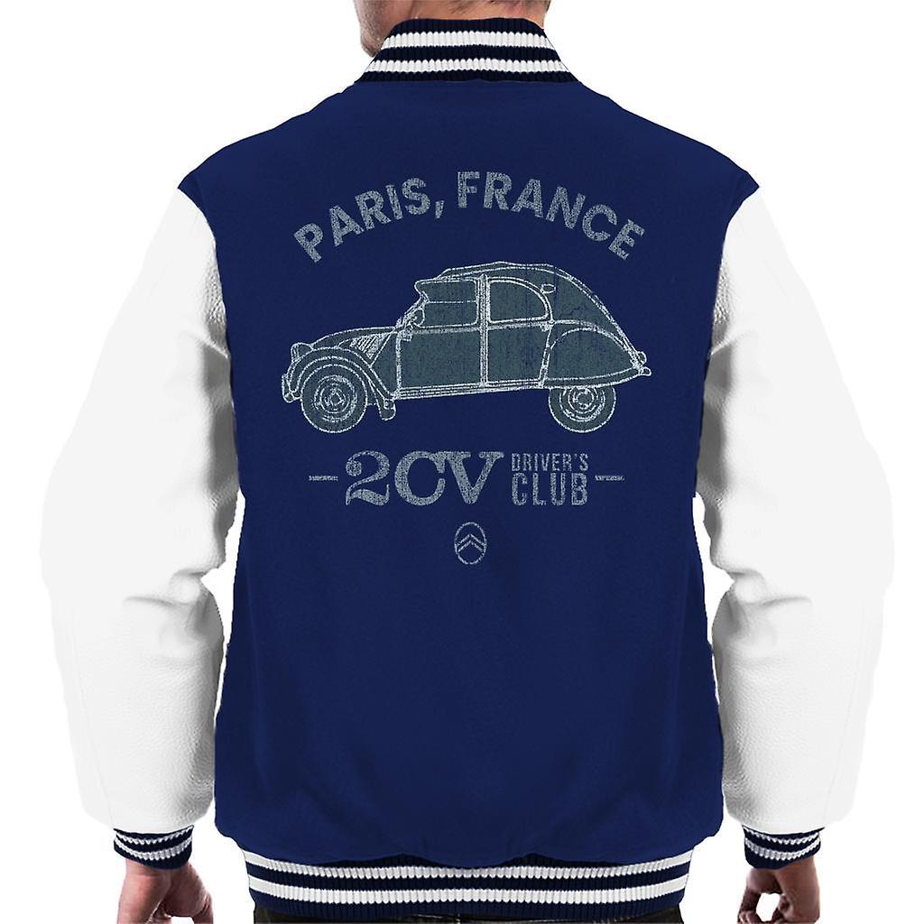 Citro�n Citroen 2CV Drivers Club Paris France Men's Varsity Jacket Navy/White XX-Large