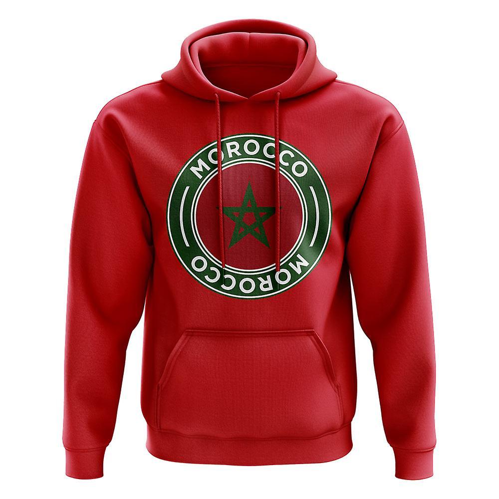 UKSoccerShop Morocco Football Badge Hoodie (Red) XXLW