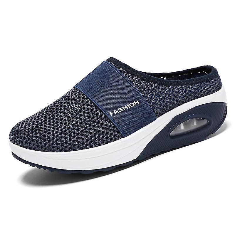 Unbrand Women'S  Air Cushion Walking Shoes  Orthopaedic Diabetic  Slip-On Sneakers yn0211 DarkBlue 35