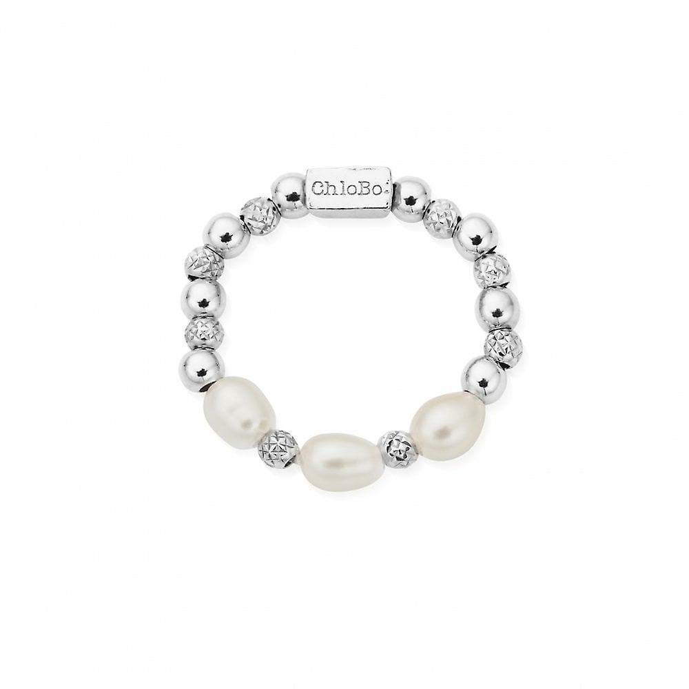 ChloBo Silver Triple Sparkle Pearl Ring