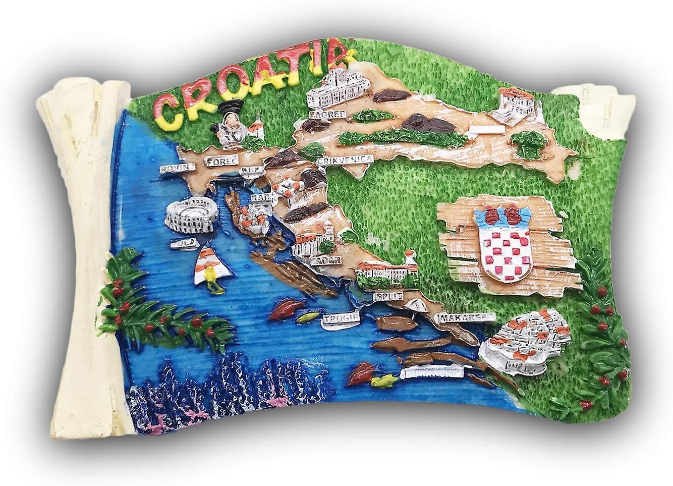 Sztxj Magnet Souvenir 3D Map Croatia Fridge Magnet Tourist Souvenirs Handmade Resin Craft Magnetics Home Kitchen Decoration Collection Gift