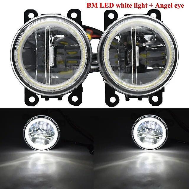 Jelivey 2x Car Led Fog Light Angel Eye 2in1 Daytime Running Lamp Drl For Mitsubishi Outlander 2012-2018 For Mitsubishi Asx 2013 2014 BM-Angel eye