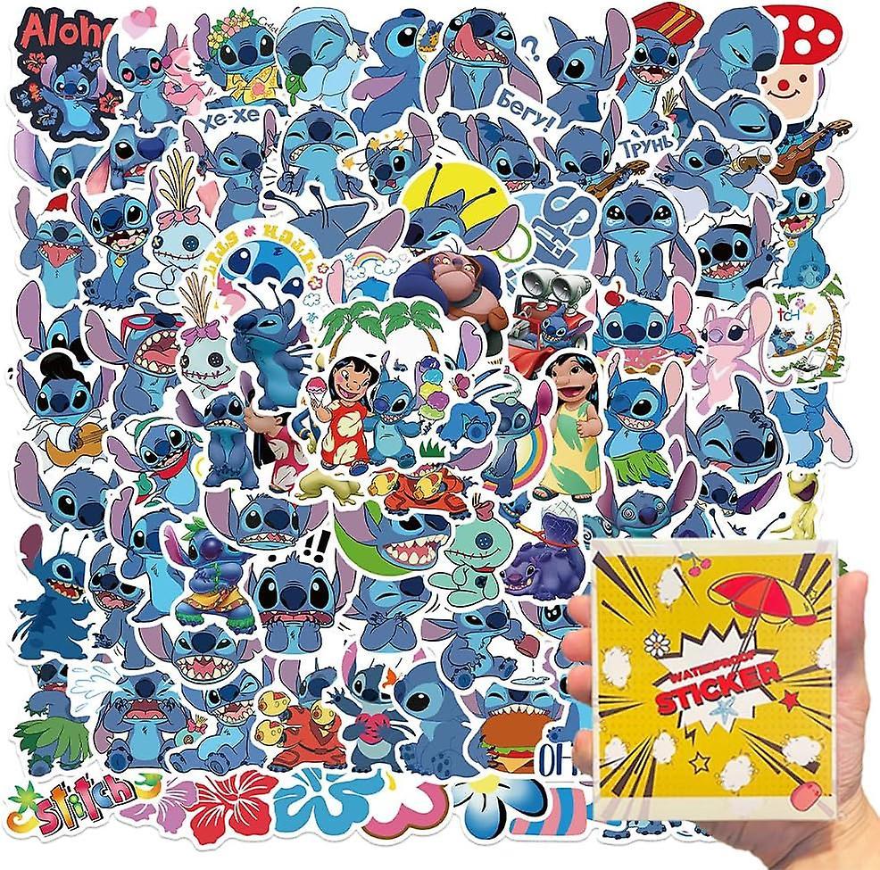 Heytea 100 Pcs Lilo & Stitch Stickers Waterproof Vinyl Stickers for Water Bottle Luggage Bike Car Decals (Stitch)