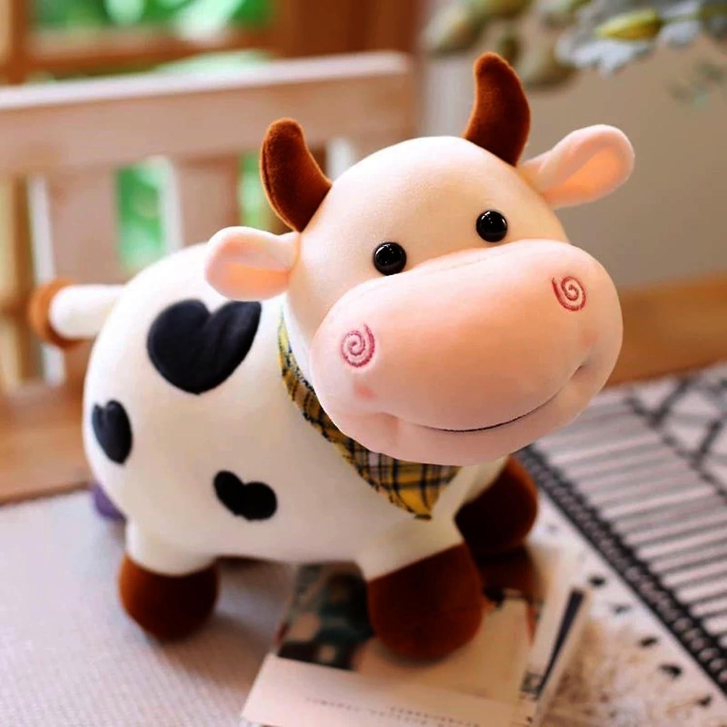 Heyone Cow Plush Toy Cow Stuffed Animal Cute Soft Plush Cow Toy 10.5 Inch Cow Plush Stuffed Animal Plush Toy Cow Doll, Gift for Kids, Boys, Girls