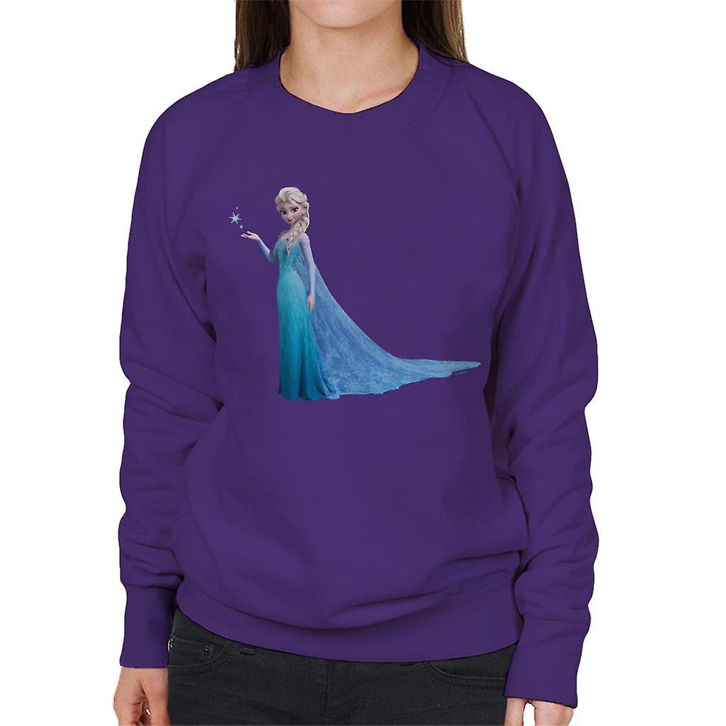 Disney Frozen Elsa Levitating Snowflake Women's Sweatshirt Purple Medium