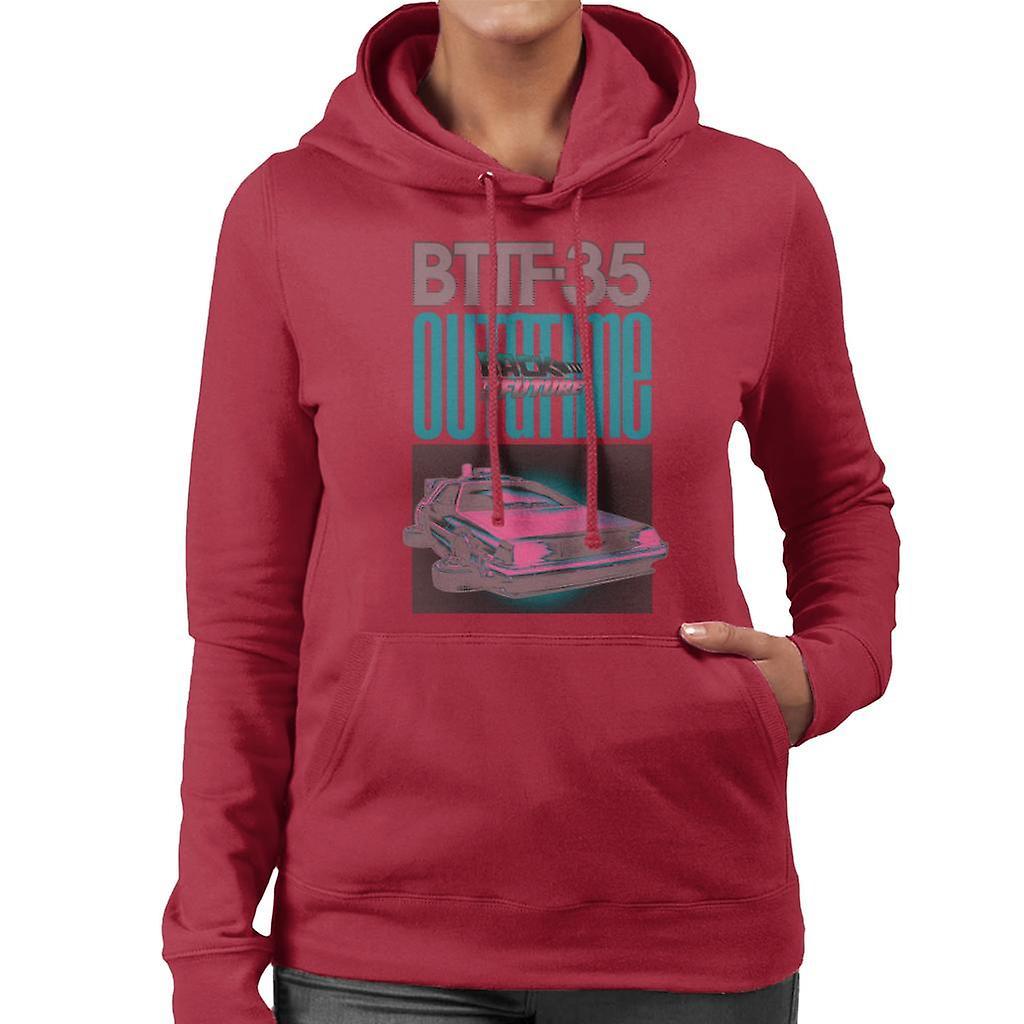 Back to the Future Delorean 35 Outatime Women's Hooded Sweatshirt Cherry Red Large