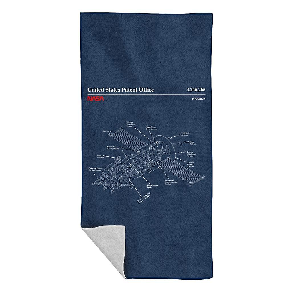 NASA Progress Russian Resupply Vehicle Blueprint Beach Towel Navy Blue 70 x 140cm