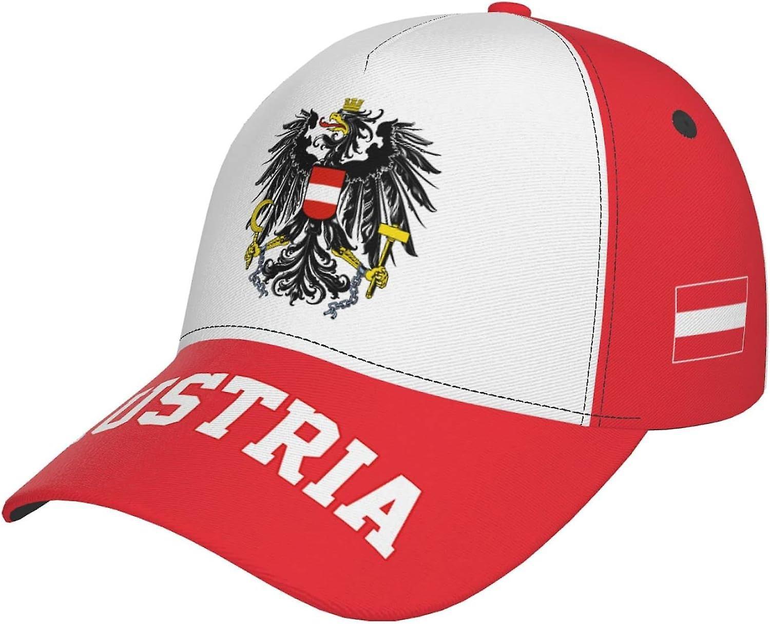 Kerota Austria Flag Austrian Baseball Cap Full Print Adult Men Hat Patriotism Supporter Soccer Caps Black bm-4634 color1463