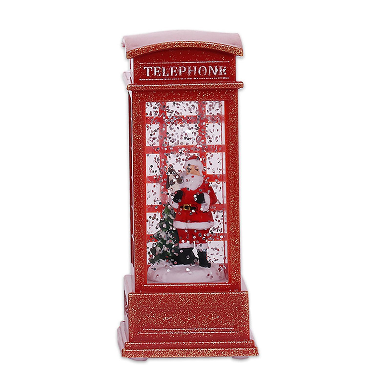 Wharick Christmas Glowing Phone Booth Luminous Red Anti-deform Festive Props Phone Booth Desktop Ornaments for Christmas Santa Claus