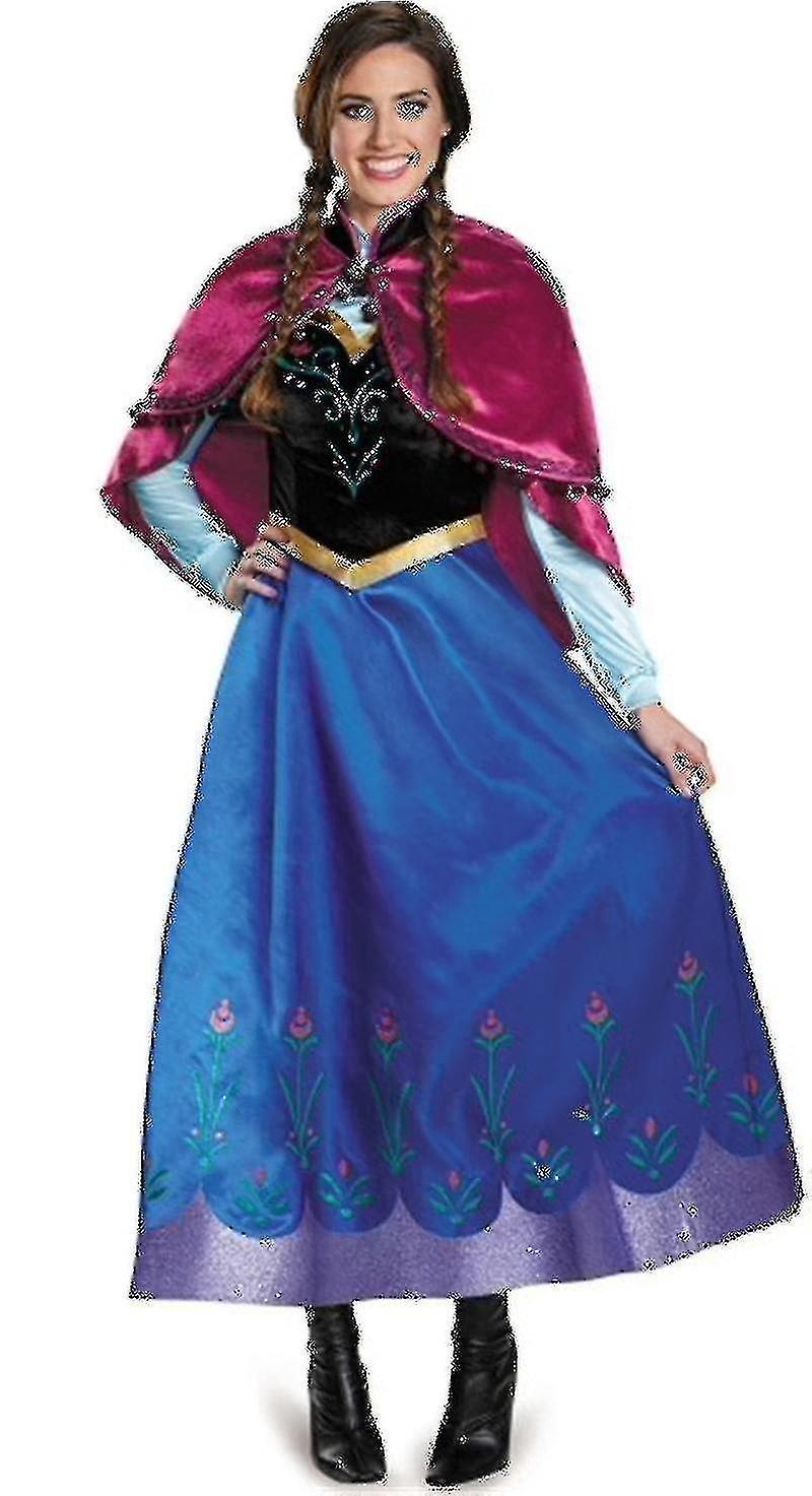 DUqi Adult Princess Anna Costume Christmas Cos Fancy Dress Outfit Ri_y XL