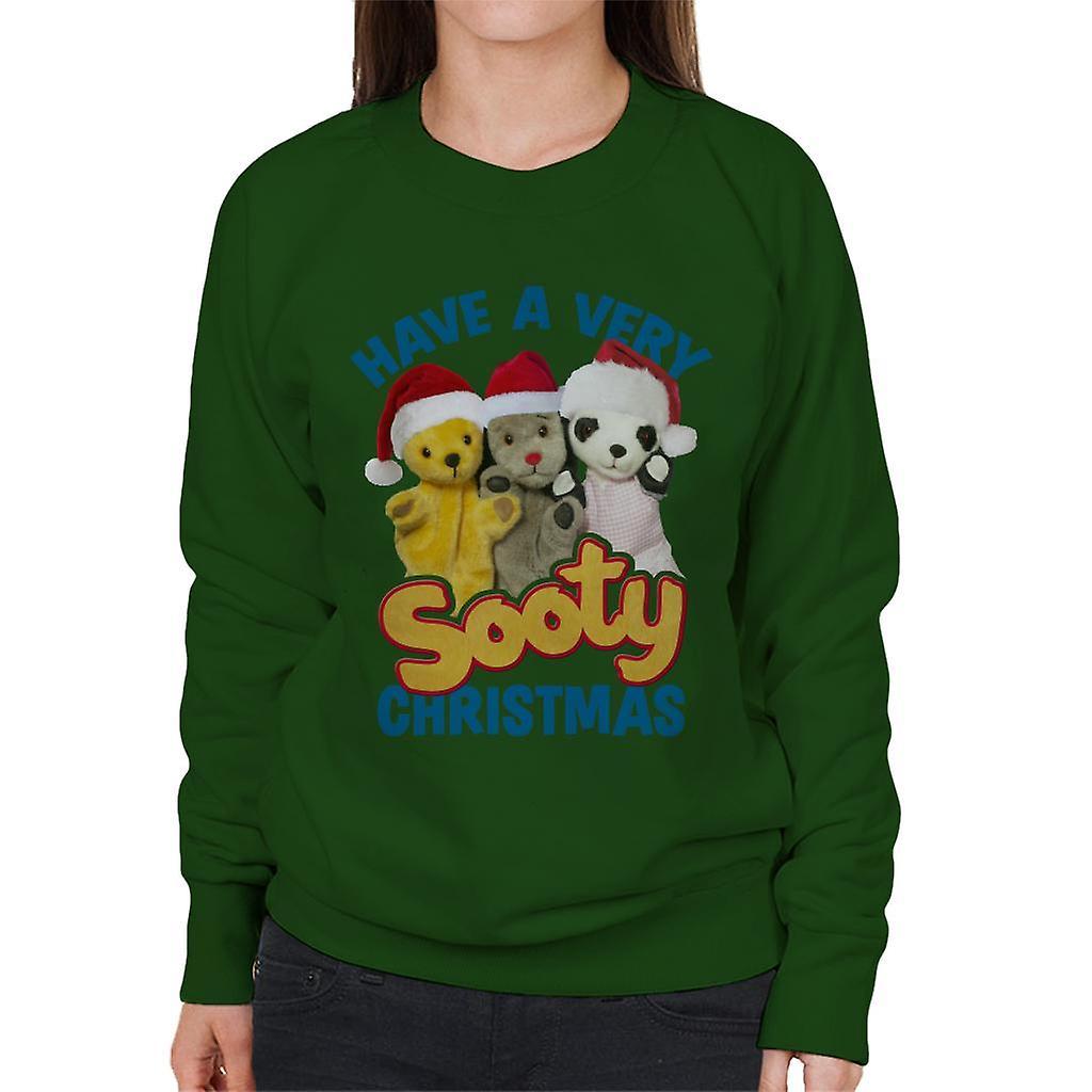 Sooty Christmas Have A Very Sooty Christmas Blue Text Women's Sweatshirt Bottle Green Small