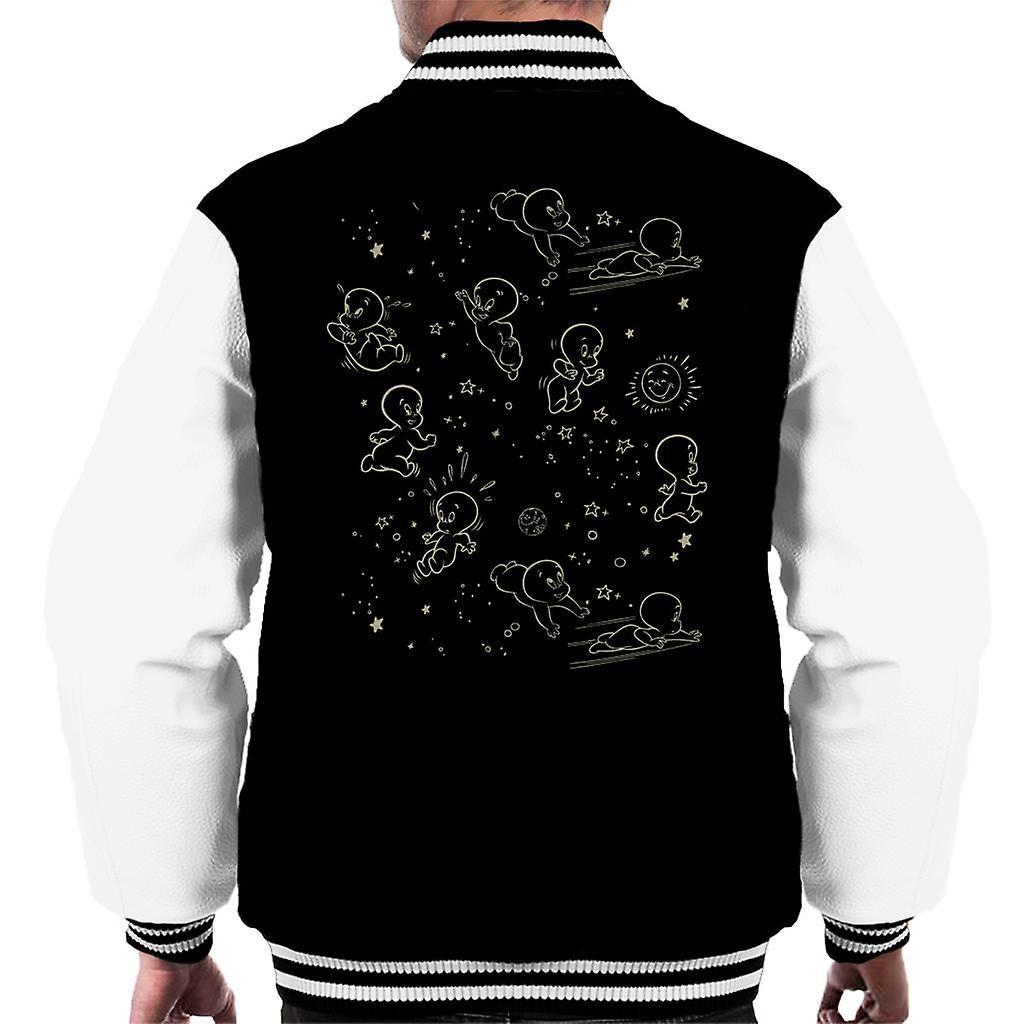 Casper The Friendly Ghost Night Stars Men's Varsity Jacket Black/White Small