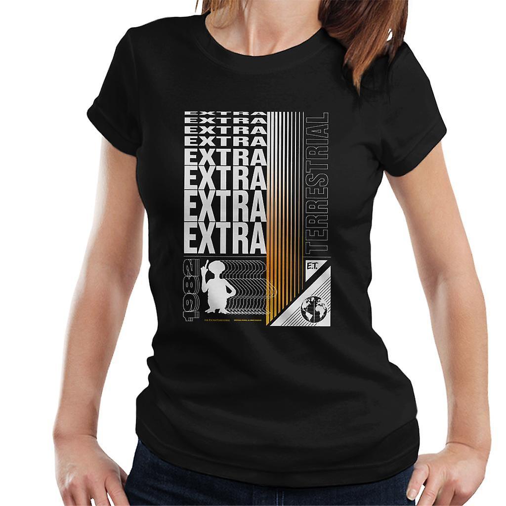 E.T. E.T. Extra Terrestrial Mirrored Text Women's T-Shirt Black Small