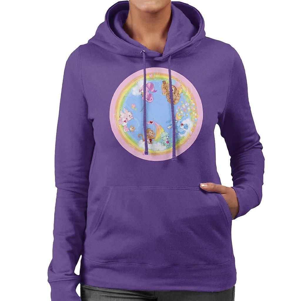 Care Bears Playful Heart Monkey Rainbow Cloud Boat Women's Hooded Sweatshirt Purple Medium