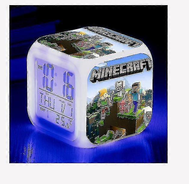 Sichuan Chuanqia Trading Minecraft Alarm Clock Coolie Scared Cartoon Led Digital Color Luminous Clock Birthday Gift Christmas Gift Style