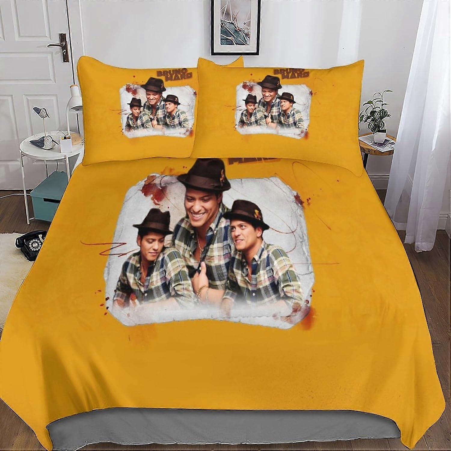 Kerota 3D Bruno Mars Duvet Cover, 3 Pieces with Pillowcases, Microfiber Set, Zipper Closure, Bedding Set for Adults and Children Double Double200x2...