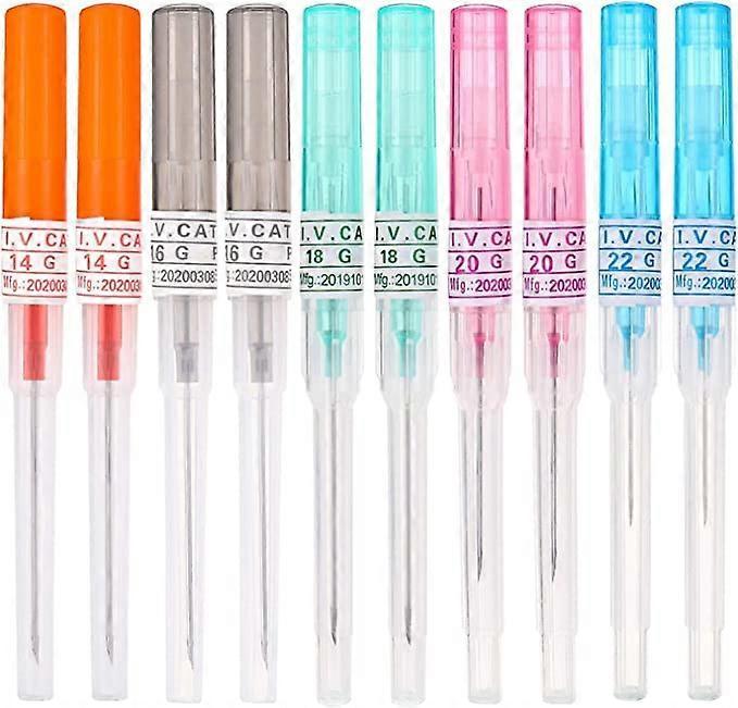 Denuotop Piercing Needles, 10 Pcs 5 Types Body Tattoo Piercing Sterilized 14G/16G/18G/20G/22G Disposable Hollow Needle