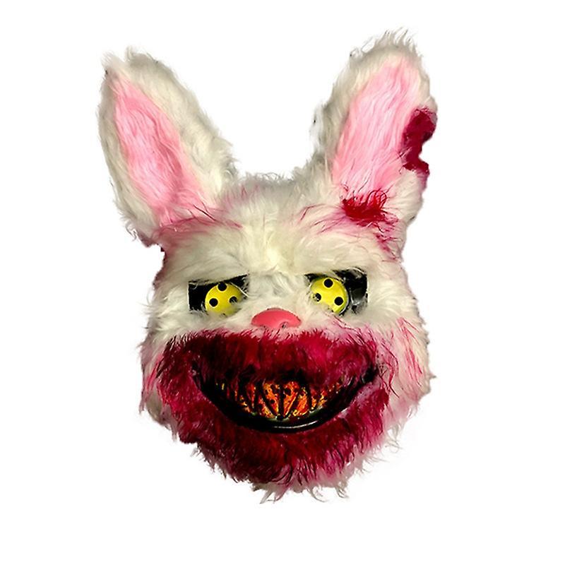 Aionyaaa Halloween Cosplay Masquerade Ball Mask Bloody Rabbit Scary Headgear Mask Halloween Cosplay Emulsion Horror Masks Props TOY12562H02