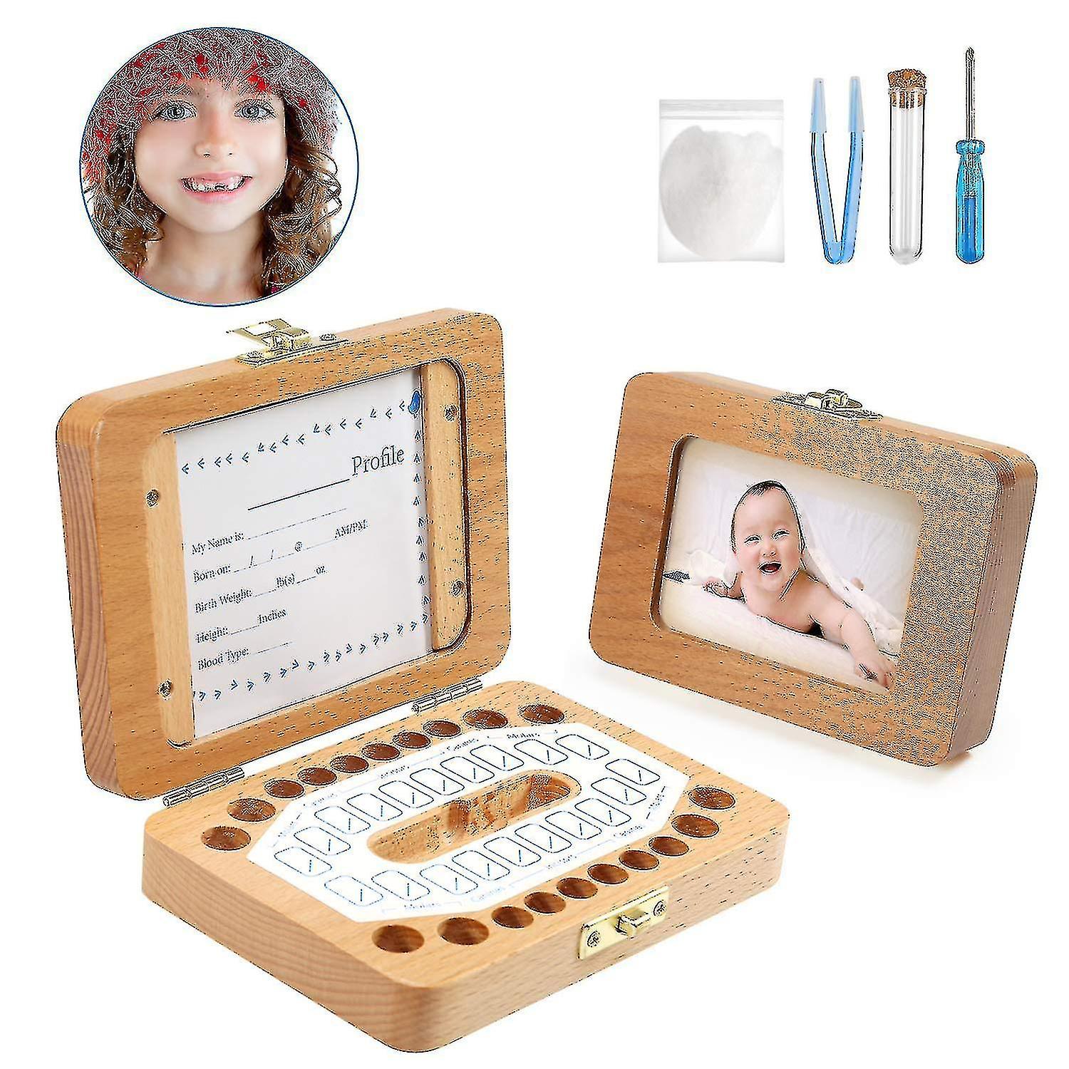 Yuntianzun Tooth Box, Tooth Keepsake Box, Keepsake Box, Baby Teeth Box Milk Teeth Save Organizer Kit, Tooth Collection With Photo