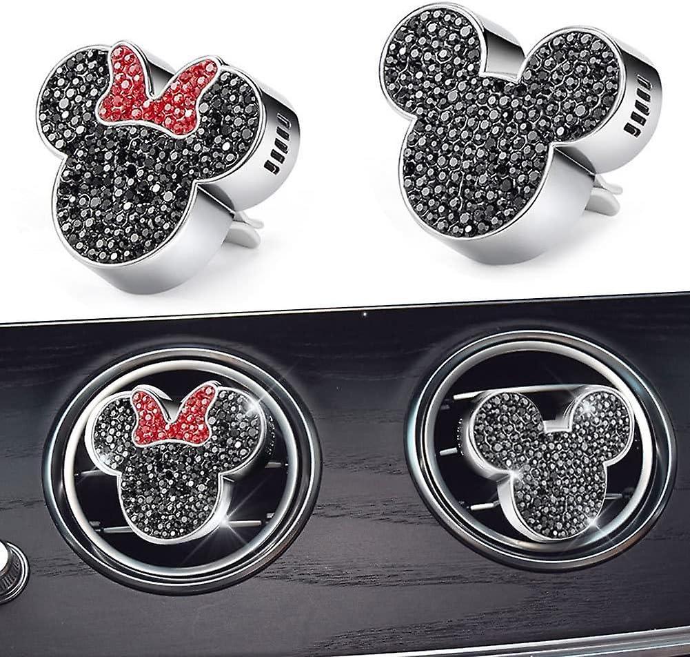 QS Décoration d'aération de voiture Bling pour Mickey Mouse, accessoires de désodorisant de voiture pou