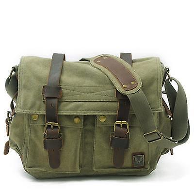 The Brands Market Men's canvas leather diagonal messenger bag Green