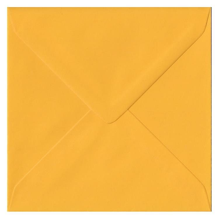 ColorSono Golden Yellow Gummed 155mm Square Coloured Yellow Envelopes. 100gsm FSC Sustainable Paper. 155mm x 155mm. Banker Style Envelope. 25