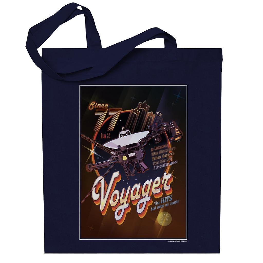 NASA Voyager Disco Interplanetary Travel Poster Totebag Navy Blue 38 x 42 cm